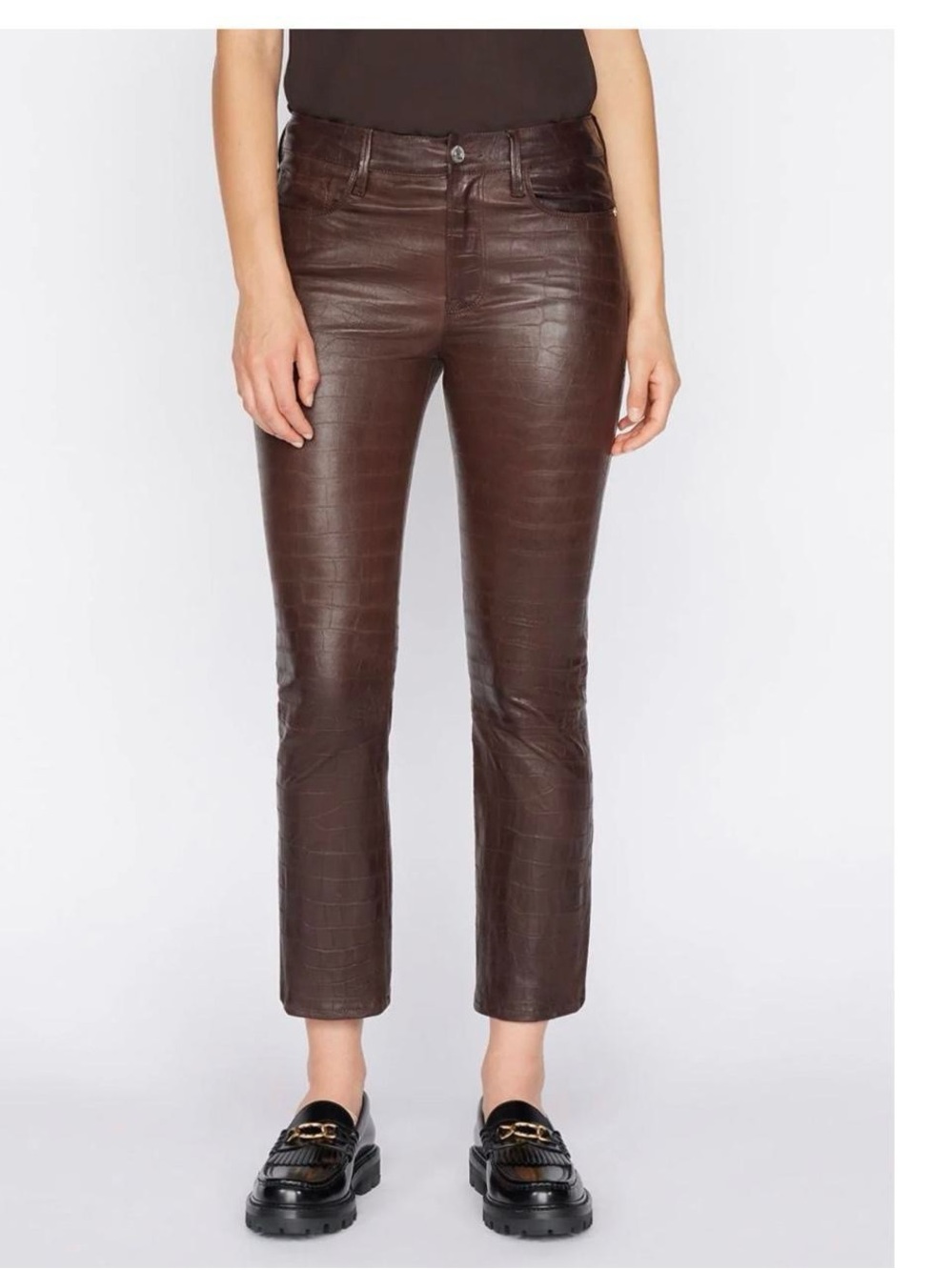 Frame Brown Lambskin Leather Pants